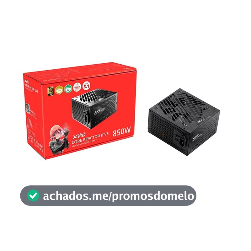Fonte XPG Core Reactor II VE, 850W, 80 Plus Gold, Modular, PFC Ativo, Preto - 75261436