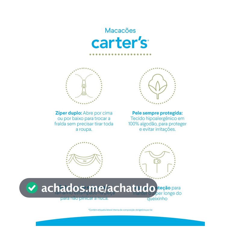Macacão Carter's bebê menino com pezinho estampado - Verde Claro