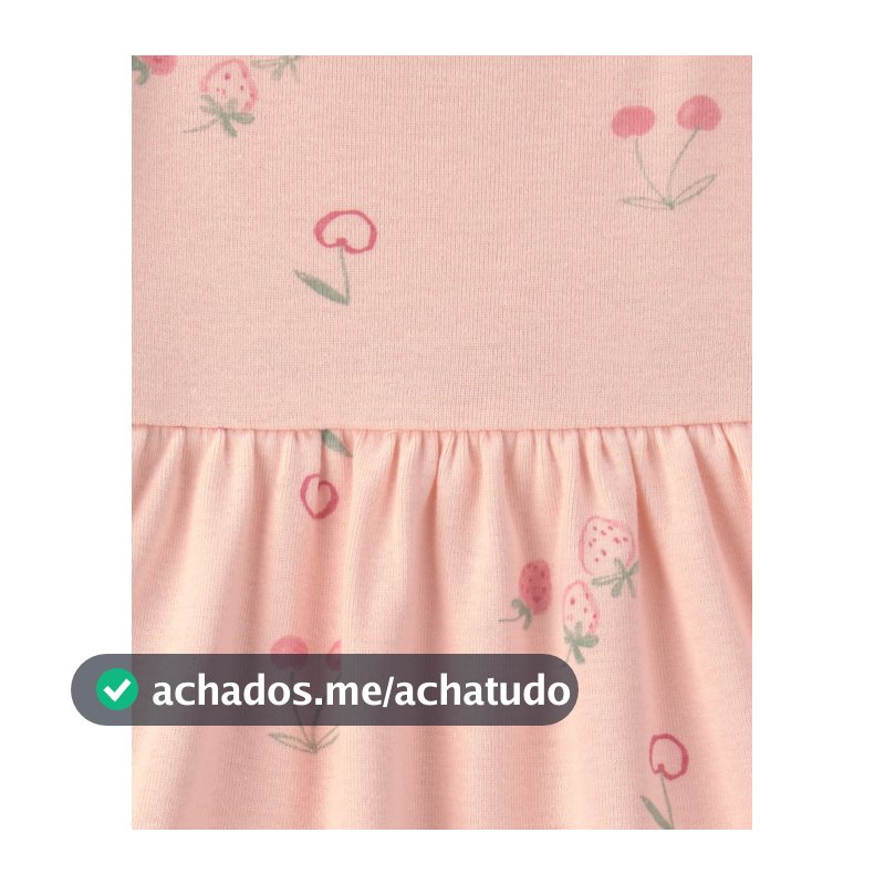 Kit vestido bebê 2 peças estampado - Rosa