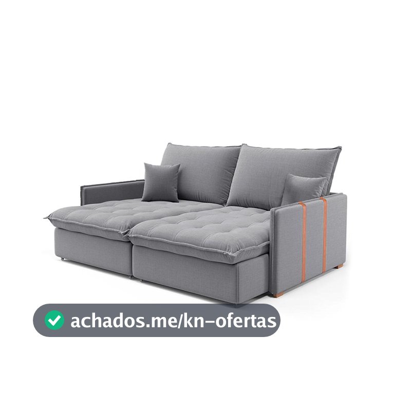 Sofá Retrátil Sem Caixa 3 Lugares Solomons Linho Cinza 180 Cm