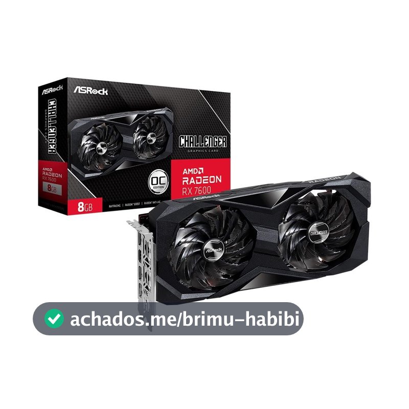 Placa de Vídeo RX 7600 Challenger ASRock AMD Radeon,  8GB GDDR6 - 90-GA41ZZ-00UANF