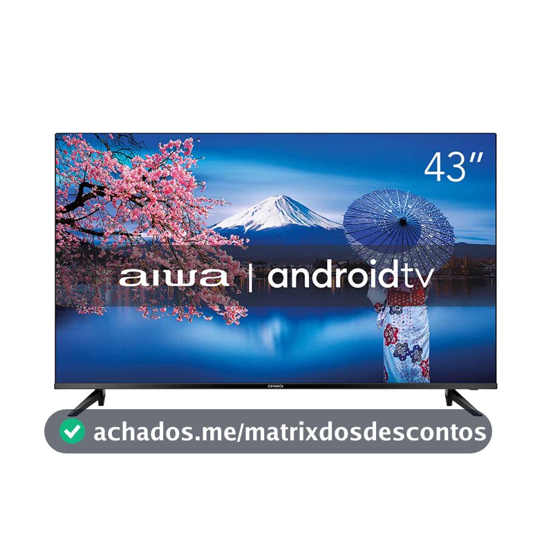 Smart TV Aiwa 43" Full HD D-LED Android TV Borda Ultrafina Preto