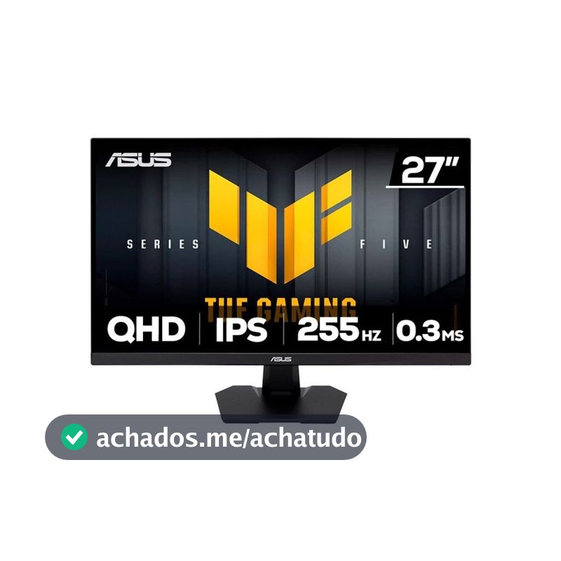 Monitor Gamer ASUS TUF 27", QHD, 255Hz, 0.3ms, Fast IPS, G-Sync Comp, FreeSync Premium, HDR10, Som Integrado - VG27AQME5F