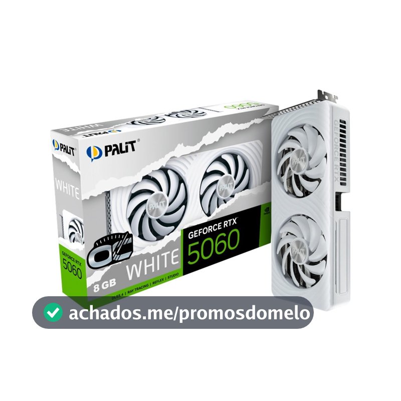 Placa de Video Palit GeForce RTX 5060 WHITE OC 8GB GDDR7 128bit 3-DP e HDMI - NE75060U19P1-GB2063M