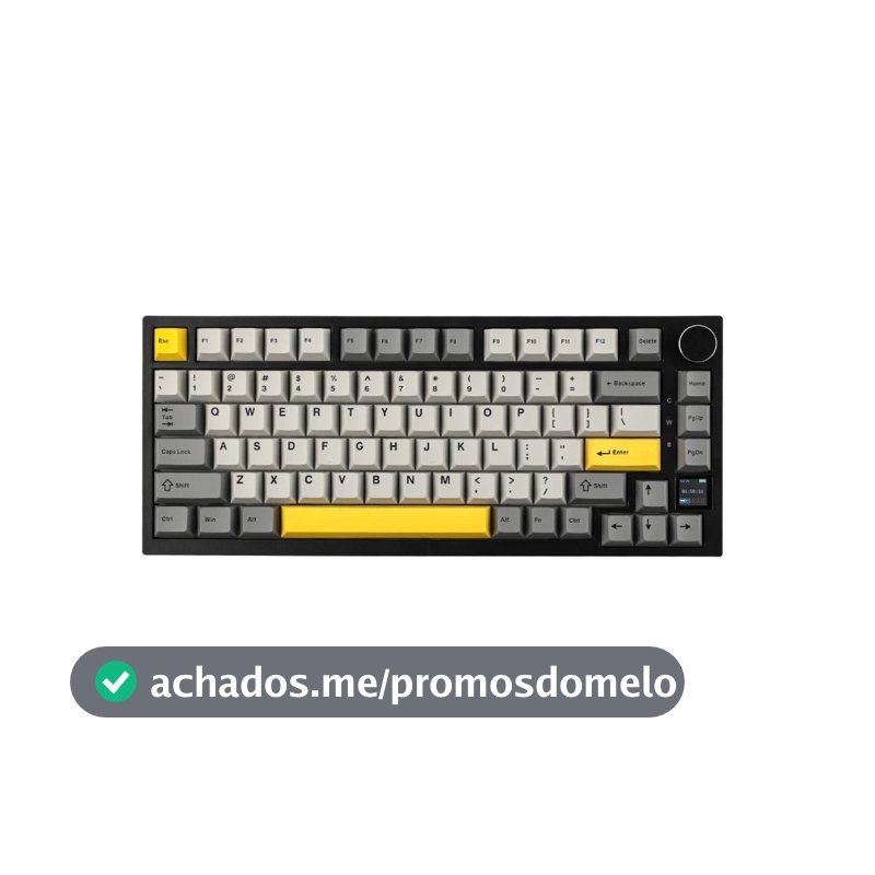 Teclado Sem Fio Mecânico Gamer AJAZZ AK820 Pro, Gasket Mount, Tela TFT, RGB, Tri-Mode, Switch Gift, Amarelo - Ajazz-AK820-Pro-GY-gift