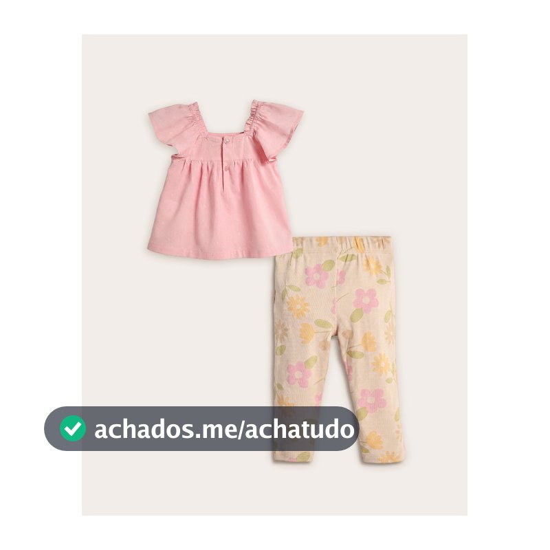 Conjunto longo bebê floral - Multicor