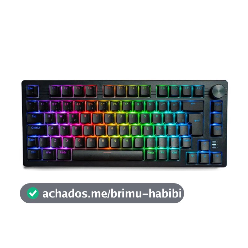 Teclado Sem Fio Mecânico Gamer Husky Nomadic, RGB, Switch Gateron G Pro Brown, Bluetooth, ABNT2, Preto - HTG800PTMA