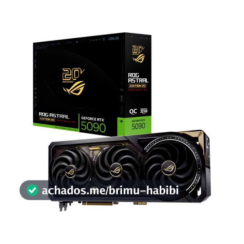 Placa de Vídeo ASUS ROG NVIDIA GeForce RTX 5090 Edition 20, 32GB, GDDR7, PCI Express 5.0, Tela AMOLED, AURA SYNC ARGB - 90YV0NF3-M0NA00