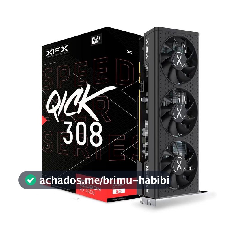 Placa de Vídeo RX 7600 Series Graphics Cards XFX AMD Radeon, 8GB GDDR6 - RX-76PQICKBY