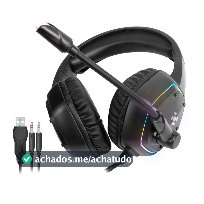 Headset Gamer Fortrek Blackfire, RGB, USB, Preto - Terabyte