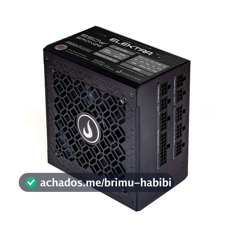 Fonte Gamer Rise Mode Elektra, 650W, Bronze, Full Modular, PFC Ativo, Preto - RM-PSU-ELKM-650-B