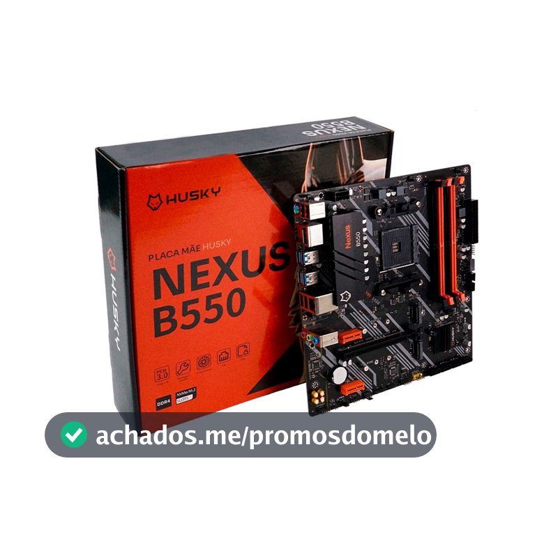 Placa-Mãe Husky Nexus B550, M.2 NVMe, DDR4 3200MHz, Ryzen 5000/3000, Micro-ATX, HDMI/DP, 64GB Dual Channel - HPM550