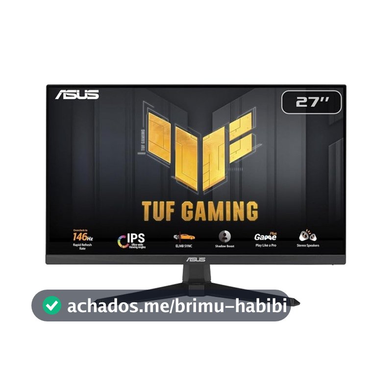 Monitor Gamer ASUS TUF Gaming, 27", IPS, Full HD, 146Hz, 1ms, FreeSync, HDR10, HDMI, DisplayPort, Preto - VG279QE5A