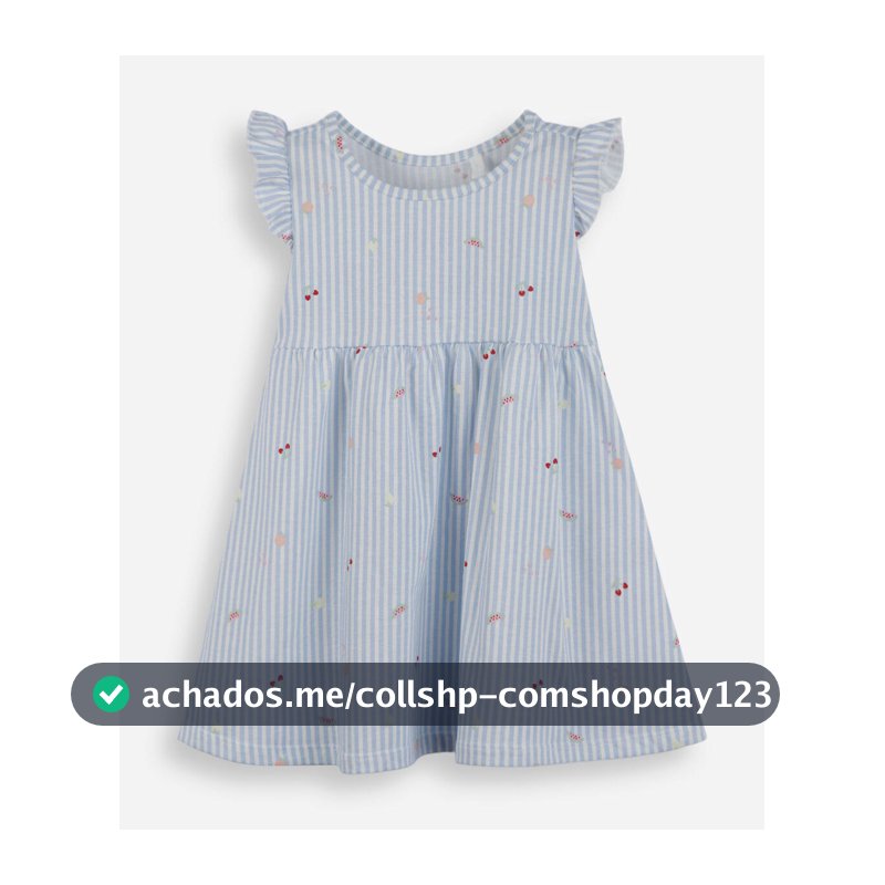 vestido infantil de algodão listrado azul