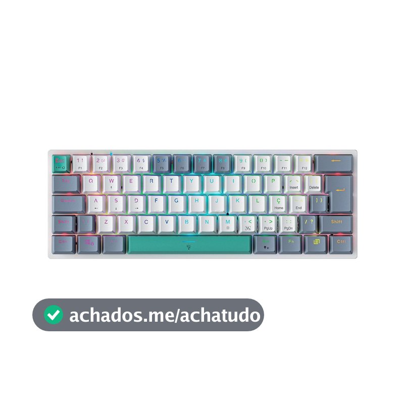 Teclado Mecânico Gamer Machenike K500-B61, Switch Huano Brown, ABNT, Branco - K500-B61BBR