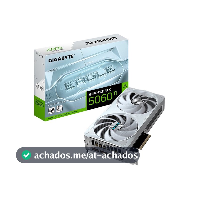 Placa de Vídeo RTX 5060 Ti EAGLEOC ICE 8G Gigabyte NVIDIA GeForce, 8GB GDDR7, 128bits, DLSS, Ray Tracing - GV-N506TEAGLEOC ICE-8GD