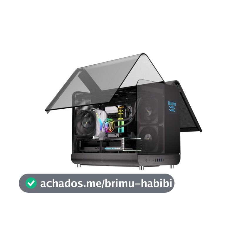 Gabinete Gamer Esgaming Aircredt 007, Mid Tower, M-ATX, Frontal e Lateral em Vidro Temperado, Sem Fans, Preto - Aircraft 007-BK