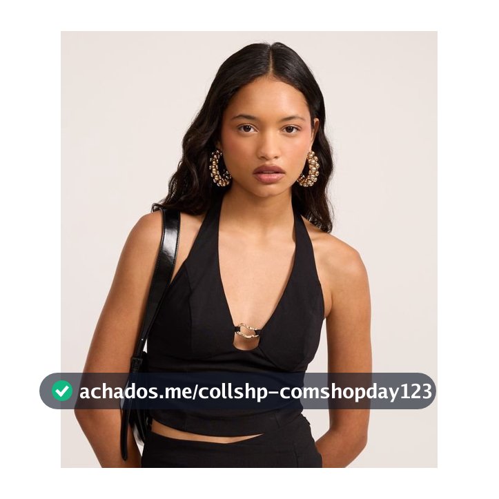 Blusa com Frente Única em Bengaline com Aviamento no Busto Preto - Lojas Renner