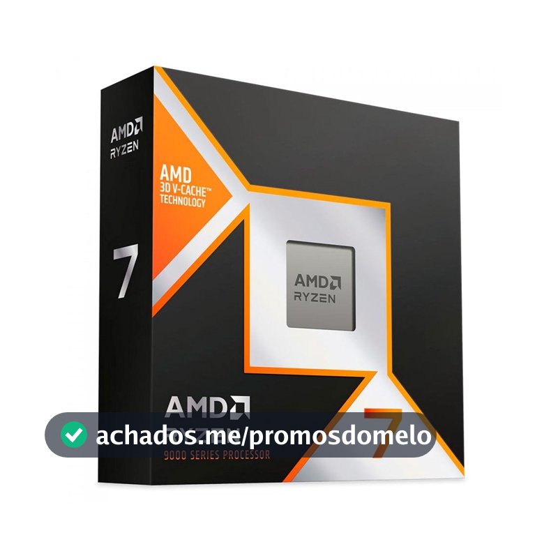 Processador AMD Ryzen 7 9800X3D, 4.7GHz (5.2GHz Max Turbo), Cache 8MB, 8 Núcleos, 16 Threads, AM5, Sem Vídeo Integrado - 100-100001084WOF