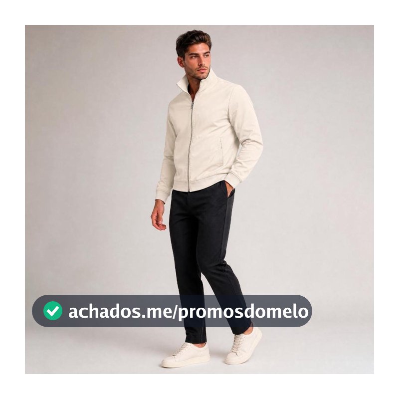 Jaqueta Casual Masculina Blusa Bomber Lifestyle Lisa Preta Estilosa Off White Azul Verde Militar - Off White