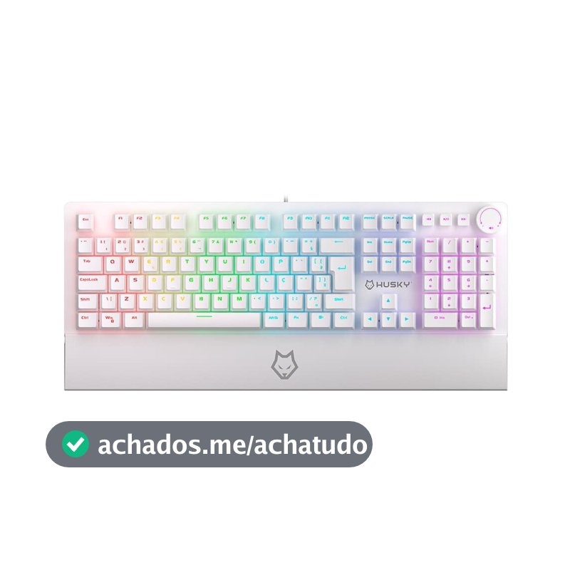 Teclado Mecânico Gamer Husky Anchorage Full Size, RGB, Switch Gateron EF Brown, ABNT2, Branco - HTG200BRMA