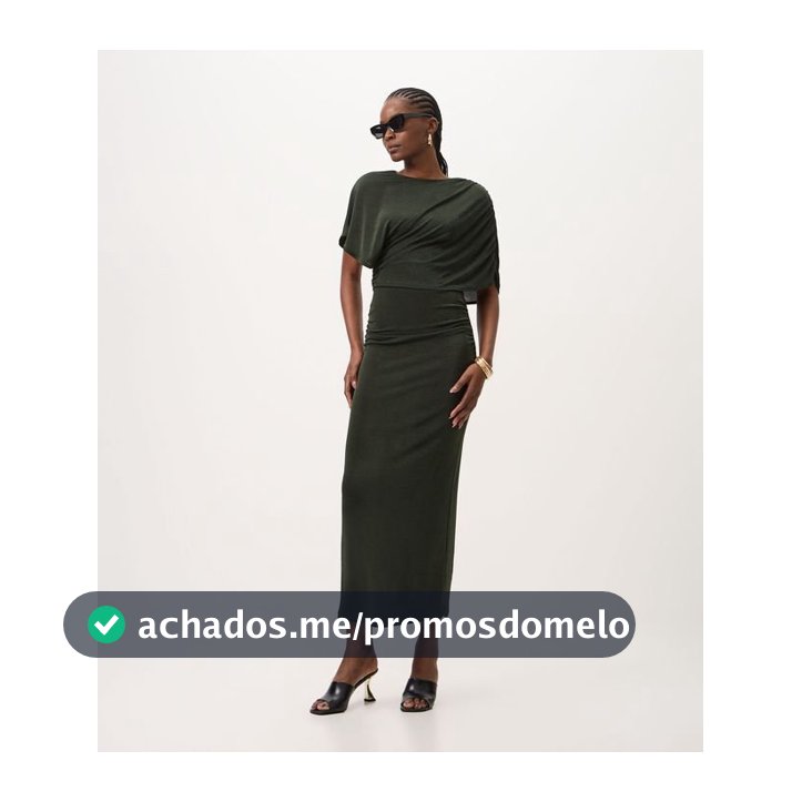 Vestido Longo com Sobreposição e Franzidos Laterais Verde - Lojas Renner