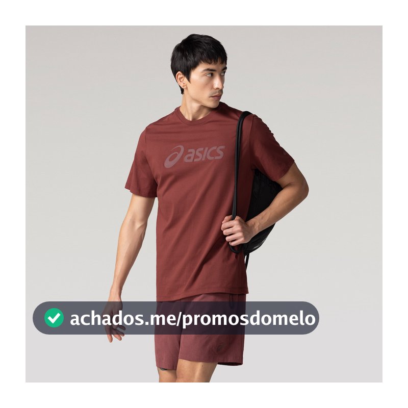 Camiseta Masculina ASICS Manga Curta Algodão Misto em Promoção