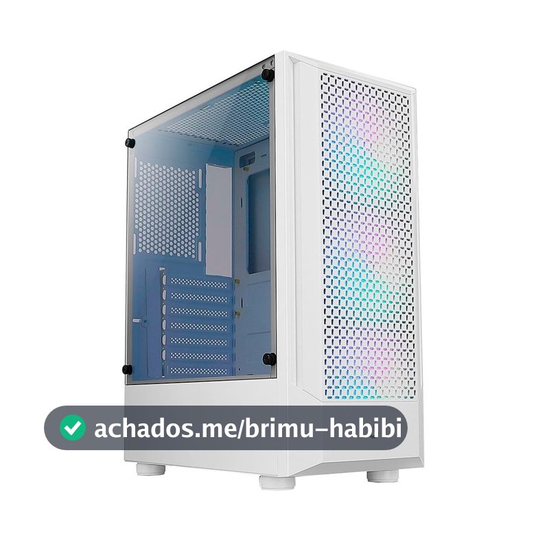 Gabinete Gamer Rise Mode Wave White, Mid Tower, Lateral em Vidro Fumê, ARGB, ATX, 3 Cooler Fan ARGB, Branco - RM-WA-BW-ARGB