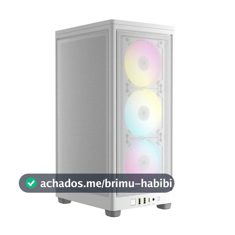 Gabinete Gamer Corsair 2000D RGB Airflow, Mini-ITX, 3x Cooler Fan RGB Slim, Branco - CC-9011247-WW