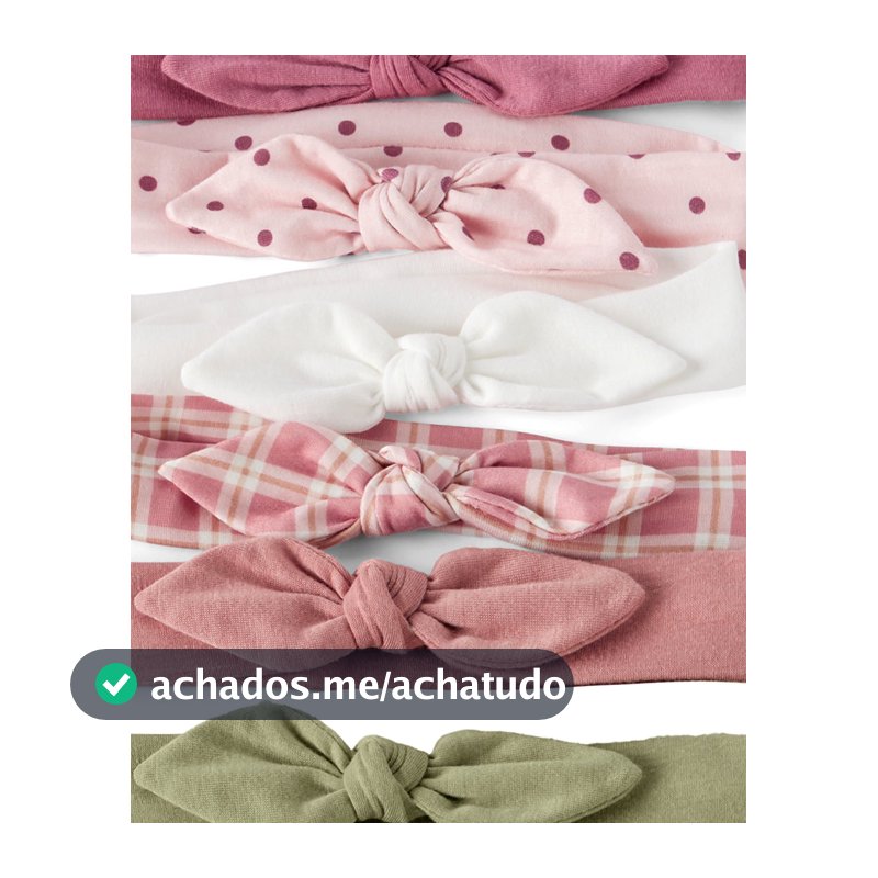 Kit faixa de cabelo Carter's com laço bebê menina em algodão 6 peças - Multicor