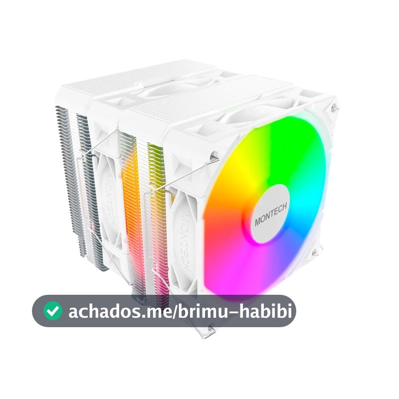 Air Cooler Montech NX600, ARGB, Dual Tower, 120mm, Intel e AMD, Branco - NX600ARGBW