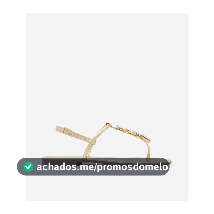 Sandália Rasteira com Tiras Finas e Pedras Dourado - Lojas Renner
