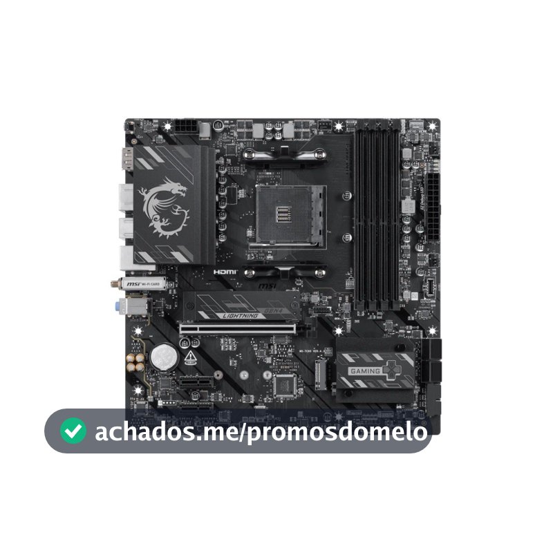 Placa-Mãe MSI B550M Gaming Plus WiFi6E, AMD AM4, Micro ATX, DDR4, Wi-Fi 6E, Bluetooth 5.2, Preto e Prata - B550M GAMING PLUS WIFI6E