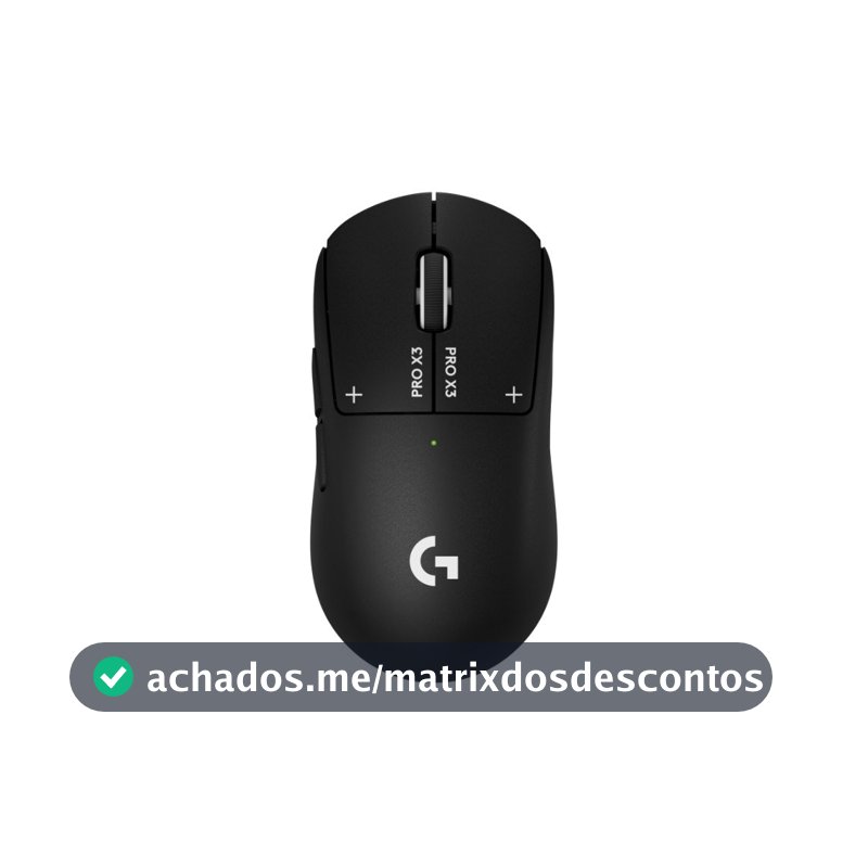 Mouse Gamer Sem Fio Logitech G PRO X3 SUPERSTRIKE LIGHTSPEED, 59 g, Taxa de Atualização (até 8 kHz), Botões Programáveis, Preto - 910-007877