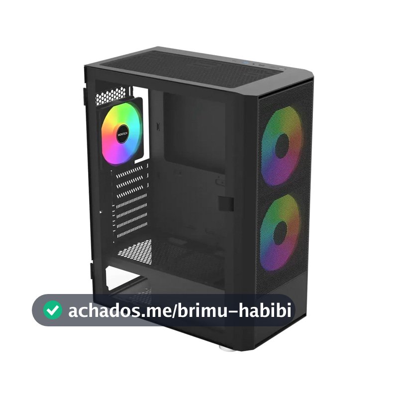 Gabinete Gamer Montech X2 PLUS, Mid Tower, Lateral em Vidro, 3X Fans, Preto - X2PLUSB