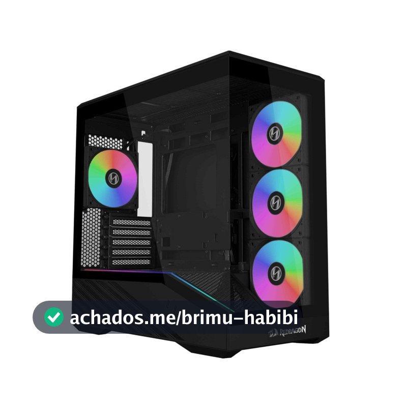 Gabinete Gamer Lian Li Vector V100 Mini Redragon Spec, Micro-ATX, Lateral em Vidro Temperado, ARGB, Inclui 4 Fans, Preto - OE809RX