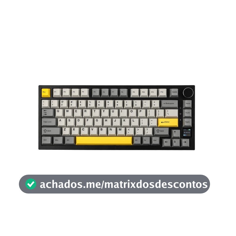 Teclado Sem Fio Mecânico Gamer AJAZZ AK820 Pro, Gasket Mount, Tela TFT, RGB, Tri-Mode, Switch Gift, Amarelo - Ajazz-AK820-Pro-GY-gift