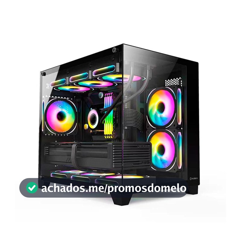 Gabinete Gamer Husky Dome 210, Mini Tower, M-ATX, Lateral e Frontal em Vidro, Sem FANs, Preto - HGN210PT