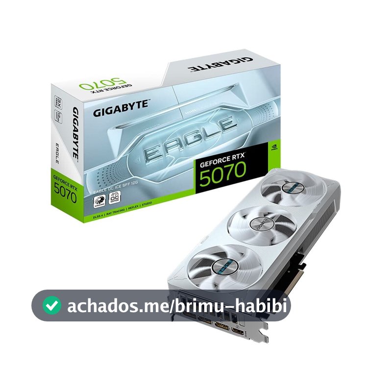 Placa de Vídeo Gigabyte RTX 5070 EAGLE OC ICE SFF 12G NVIDIA GeForce, 12GB GDDR7, 192bits, RGB, DLSS, Ray Tracing - GV-N5070EAGLEOC ICE-12GD