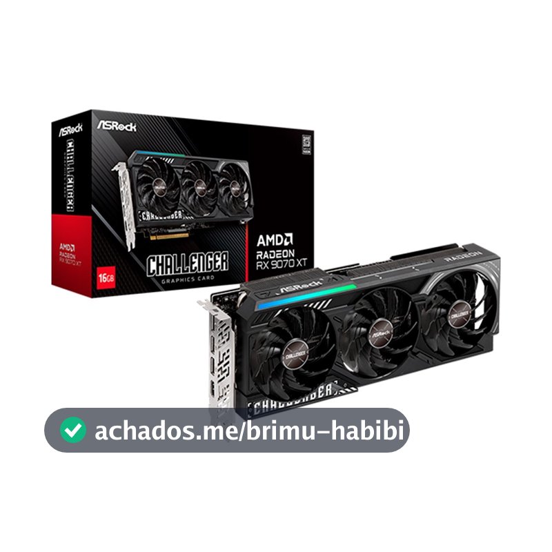 Placa de Vídeo ASRock Radeon RX 9070 XT Challenger, AMD, 16GB - 90-GA61ZZ-00UANF