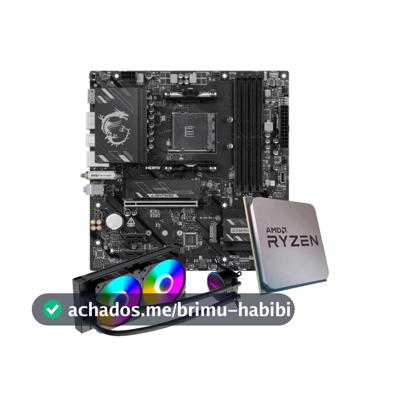 Placa-Mãe MSI B550M Gaming Plus WiFi6E +  Processador AMD Ryzen 7 5700X + Water Cooler MACH1 Logic, RGB, 240mm