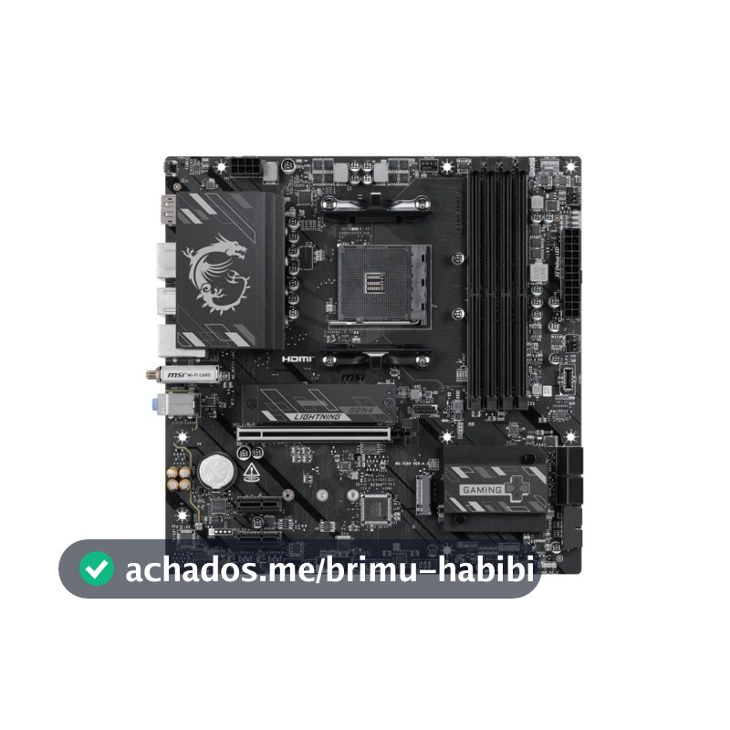 Placa-Mãe MSI B550M Gaming Plus WiFi6E, AMD AM4, Micro ATX, DDR4, Wi-Fi 6E, Bluetooth 5.2, Preto e Prata - B550M GAMING PLUS WIFI6E