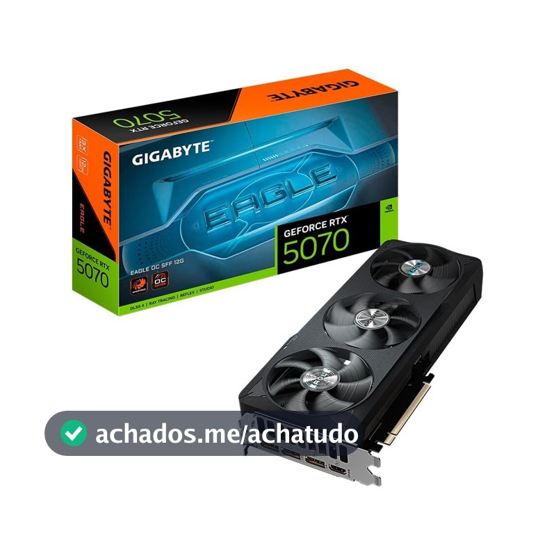 Placa de Vídeo Gigabyte RTX 5070 EAGLE OC SFF 12G NVIDIA GeForce, 12GB GDDR7, 192bits, RGB, DLSS, Ray Tracing - GV-N5070EAGLE OC-12GD