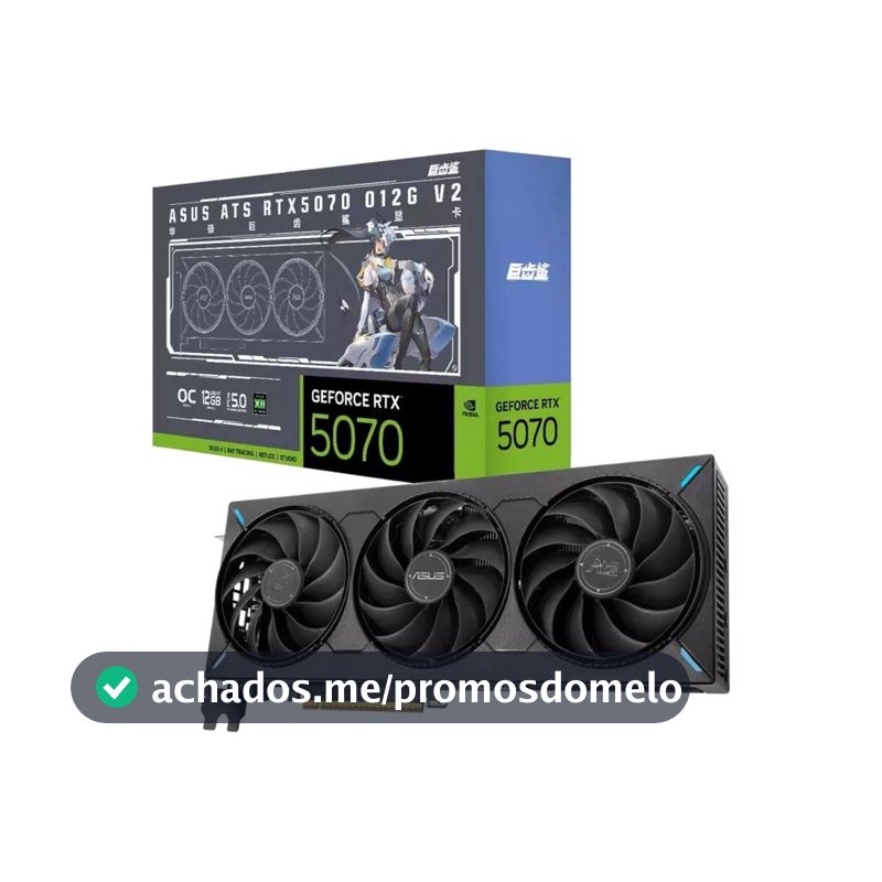 Placa de Vídeo ASUS RTX 5070 ATS OC V2 NVIDIA, Sem RGB, 12GB GDDR7 - 90YV0M1E-M0NA00