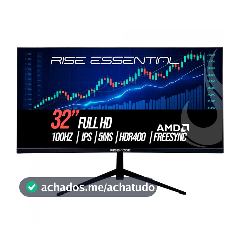 Monitor Rise Mode Essential, 32 Pol, Full HD, IPS, 100Hz, 99% sRGB, HDMI/VGA, FreeSync, RM-MOG-32F100FH-B