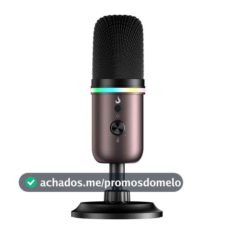 Microfone Gamer Rise Mode Elite 10 RGB, USB-C Condensador, Profissional, Preto e Ocre - RM-ME-010-BOC