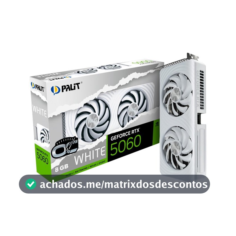 Placa de Video Palit GeForce RTX 5060 WHITE OC 8GB GDDR7 128bit 3-DP e HDMI - NE75060U19P1-GB2063M