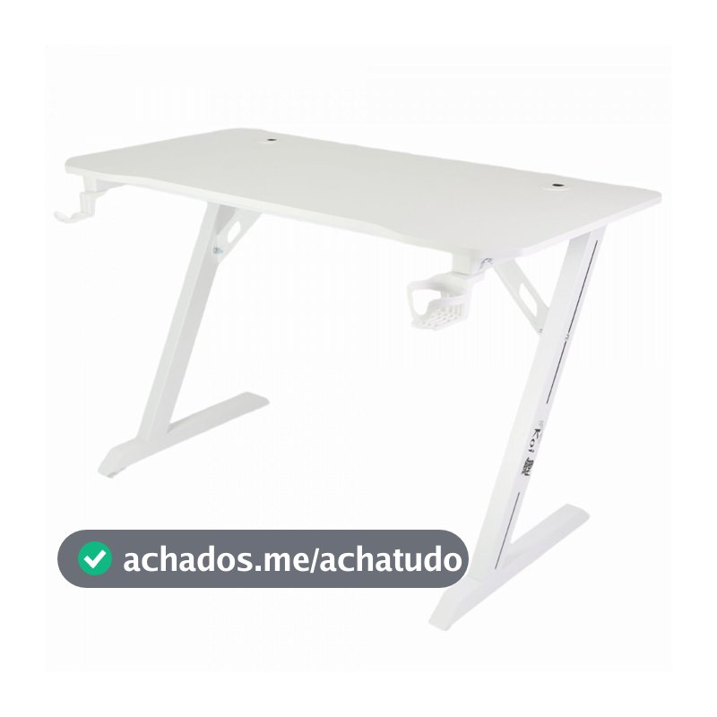 Mesa Gamer Ninja Koi, Com Suporte Para Headset e Copo, Branca, SF-TB-KI12060WF