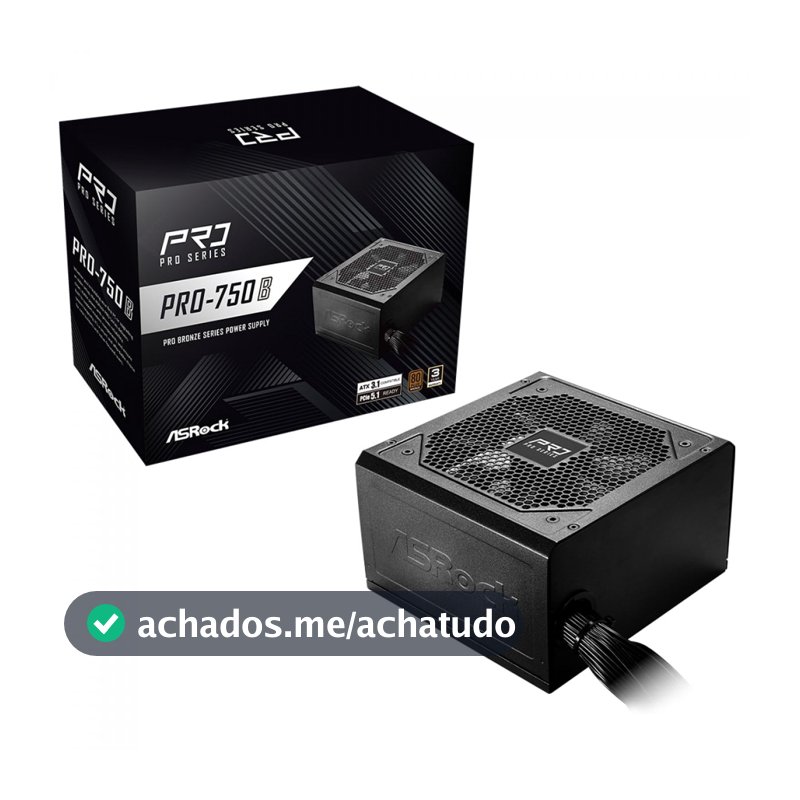Fonte ASRock Pro 750W 80 Plus Bronze ATX 3.1