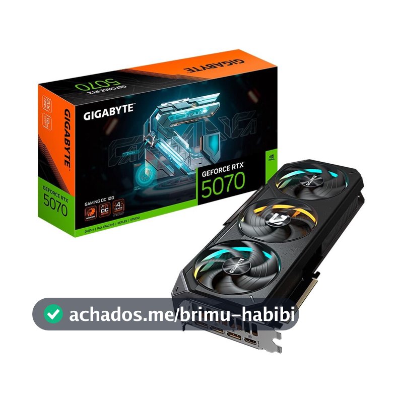 Placa de Vídeo Gigabyte RTX 5070 GAMING OC 12G NVIDIA GeForce, 12GB GDDR7, 192bits, RGB, DLSS, Ray Tracing - 9VN5070GO-00-G10